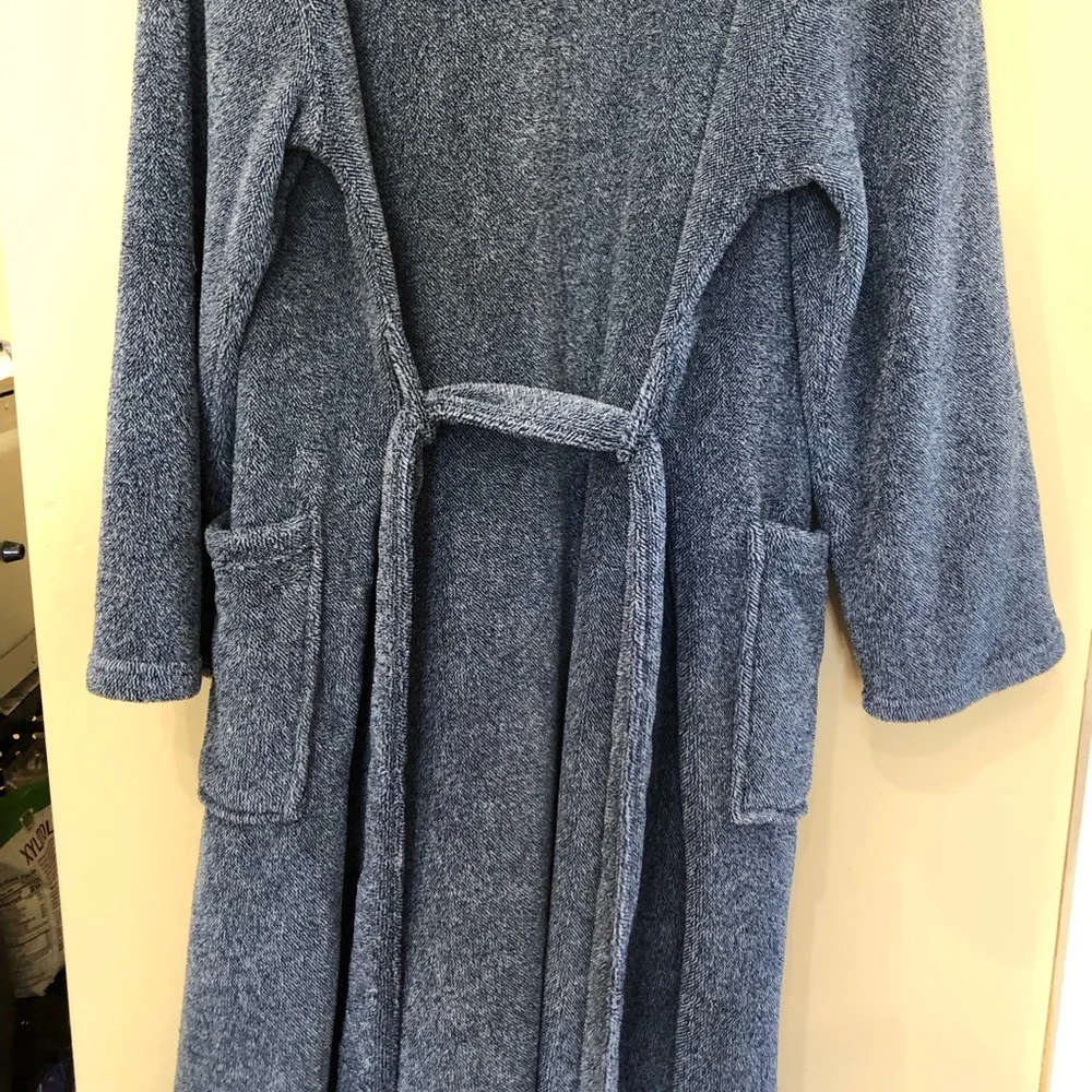 U.S. Polo Assn. Men's Blue Terry Shawl-Collar Robe with Embroidered Chest Large